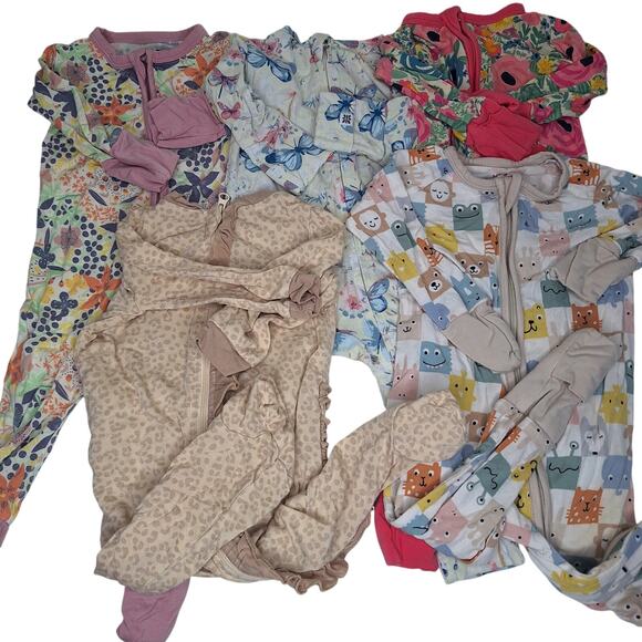 Little Sleepies Other - Bamboo Pajamas Zippie Baby 0-3m 3-6m Little Sleepies Bird & Bean Milkberry Sweet